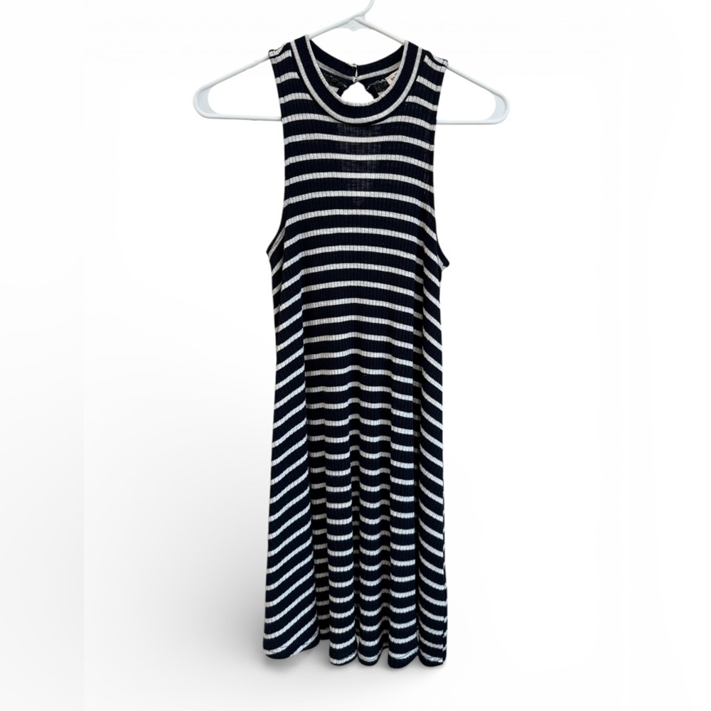 Hollister Navy Blue and White Striped Midi Dress